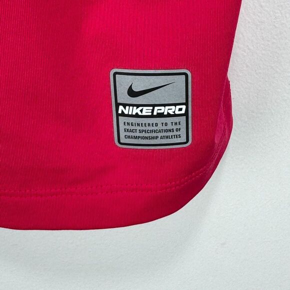 Nike Pro Performance Shirt Top Women Large Pink Red Stretch Dri-Fit Gym Training - Picture 4 of 9